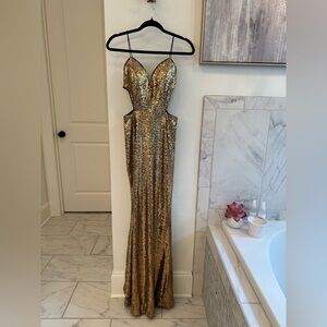 Gold sequin formal gown